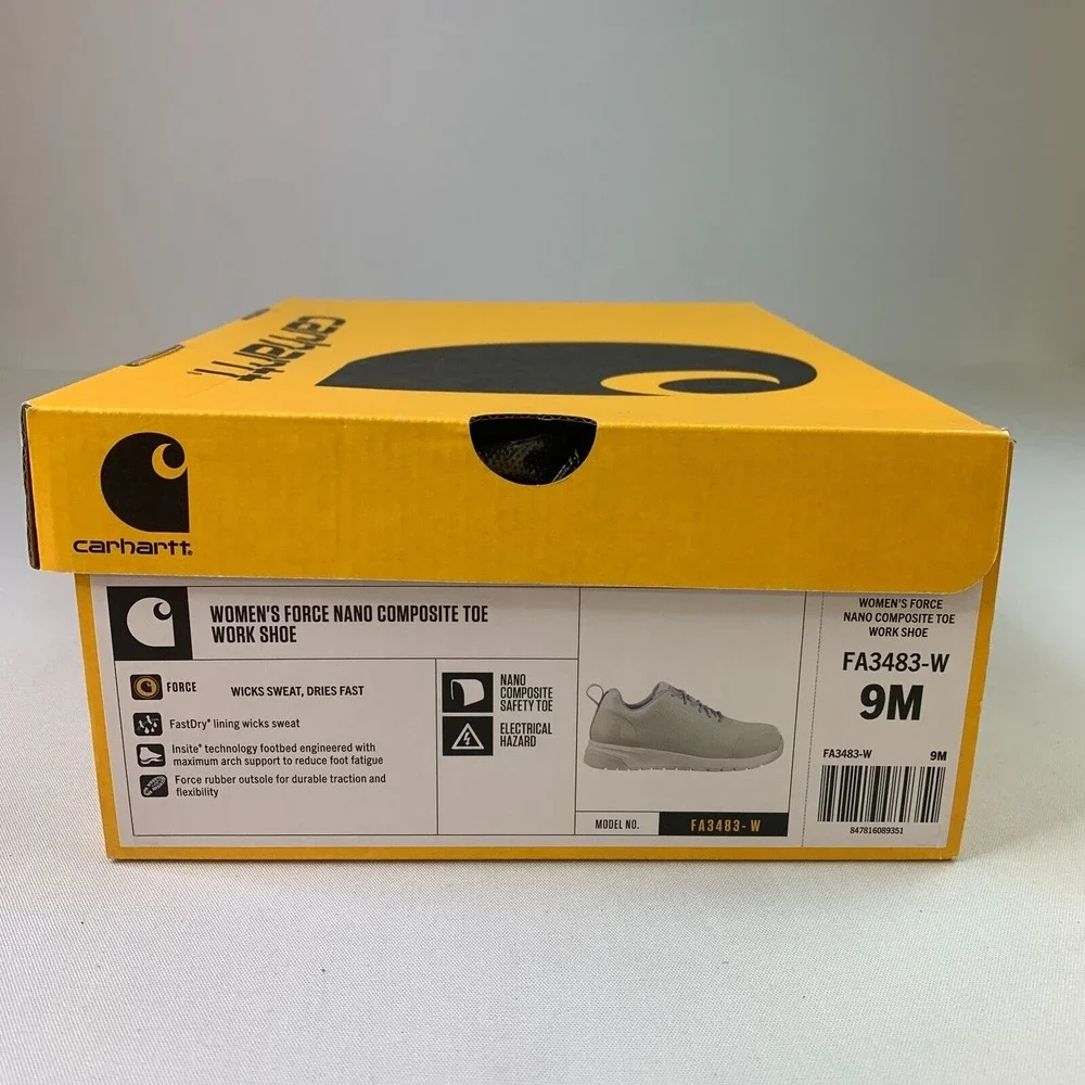 Carhartt Womens Force Nano Safety Toe Sneakers Gray Blue Lace-Up Work Shoe Sz 9M